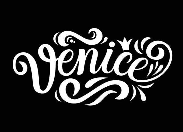 Венеції Італія Рука Намальована Напис Векторна Ілюстрація — стоковий вектор