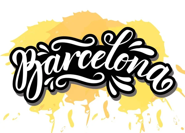 Barcelona Spain Hand Drawn Lettering Vector Illustration — Stock Vector