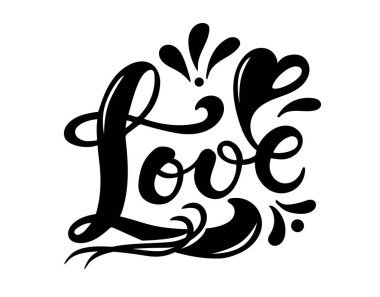 Aşk. El yazısı. Vektör Illustration. Düğün veya Sevgililer günü tasarımı için mükemmel logo