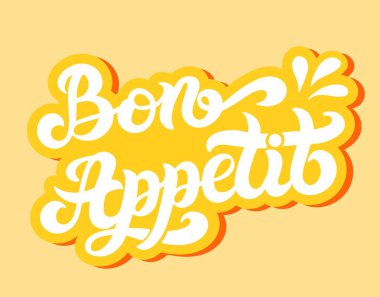 Çok iştahın var. Fransızca kelime. El yazısı. Kafe menüsü için mükemmel logo