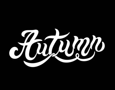 Sonbahar. Elle çizilmiş harfler. Vektör illüstrasyon. Sonbahar tasarımı için en iyisi.