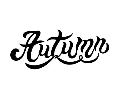 Sonbahar. Elle çizilmiş harfler. Vektör illüstrasyon. Sonbahar tasarımı için en iyisi.