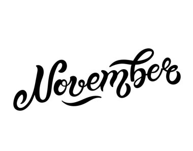 Kasım. Elle çizilmiş harfler. Vektör illüstrasyon. Sonbahar tasarımı için en iyisi.