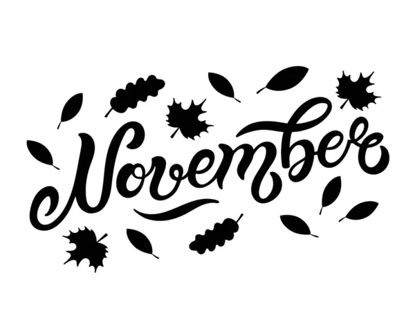 Noviembre Letras Dibujadas Mano Ilustración Vectorial Mejor Para Diseño Otoño — Vector de stock