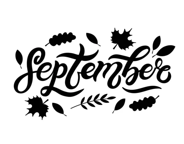 Septiembre Letras Dibujadas Mano Ilustración Vectorial Mejor Para Diseño Otoño — Vector de stock