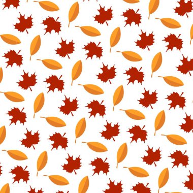 Yaprak seti. Kusursuz desen. Vektör illüstrasyon. Sonbahar tasarımı için en iyisi. Güz öğeleri