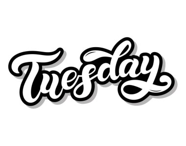 Salı. Haftanın günü. Elle çizilmiş harfler. Vektör illüstrasyon. Takvim tasarımı için en iyisi