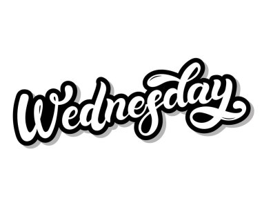 Çarşamba. Haftanın günü. Elle çizilmiş harfler. Vektör illüstrasyon. Takvim tasarımı için en iyisi