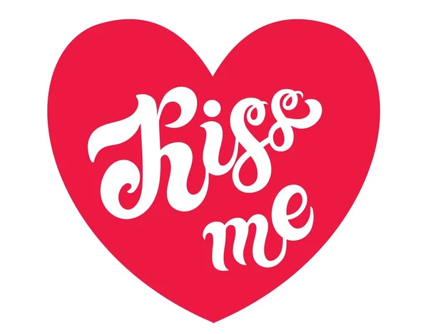 Cium Aku Banner Untuk Desain Romantis Menggambar Tulisan Tangan Ilustrasi - Stok Vektor