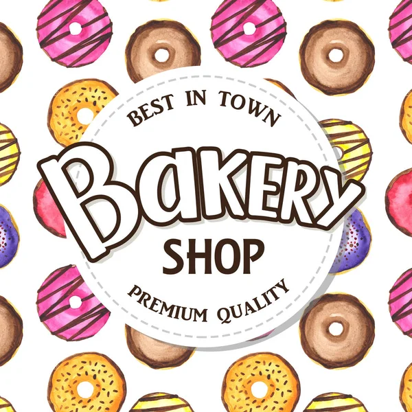 Bakery Shop Hand Drawn Lettering Watercolor Illustration — Stock Photo, Image