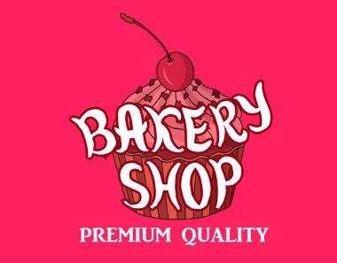 Fırın dükkanı. El çizimi harfler ve illüstrasyon. Vektör illüstrasyonu