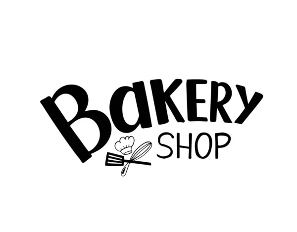 Bäckerei Handgezeichnete Schrift Und Illustration Vektorillustration — Stockvektor