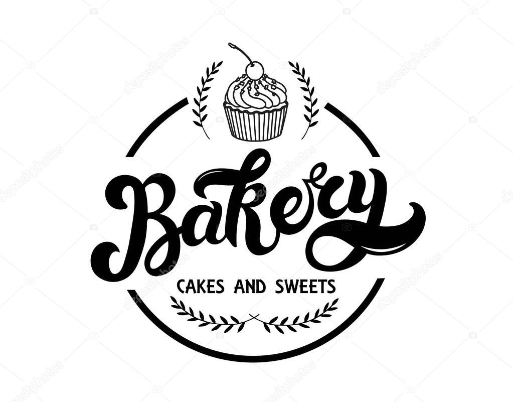 Bakery. Hand drawn lettering and illustration. Vector illustration