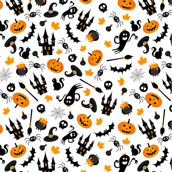 Patrón Sin Costuras Halloween Ilustración Vectorial Mejor Banner Para Fiesta — Vector de stock