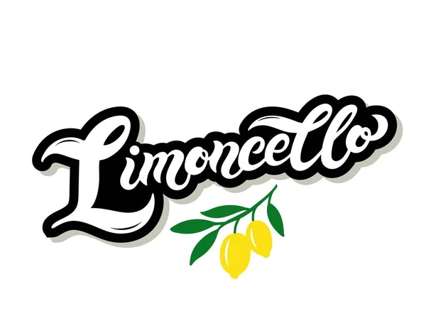 Limonçello. İtalyan limon likörünün adı. El çizimi harfler. Vektör çizimi. Hatıra eşyaları için en iyisi..