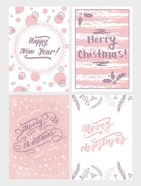 Set Christmas New Year Cards Best Gift Close People Hand — Stock Photo, Image