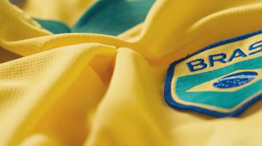 Brezilya Millî Futbol Takımı 'nın detaylı fotoğrafı. Seleo Brasileira4k dolly