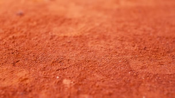 Background Red Clay Tennis Court Dolly Slow Motion 75Fps — Stock Video