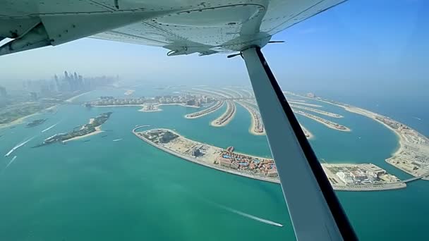 Vista Aérea Palm Jumeirah Dubai Emirados Árabes Unidos Avião — Vídeo de Stock