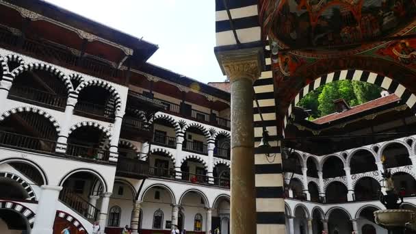 Extérieur Monastère Rila Grand Célèbre Monastère Orthodoxe Oriental Bulgarie — Video