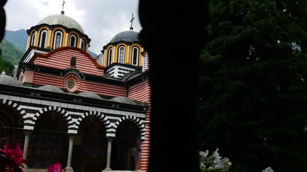 Außenansicht Des Rila Klosters Das Größte Und Berühmteste Östliche Orthodoxe — Stockvideo