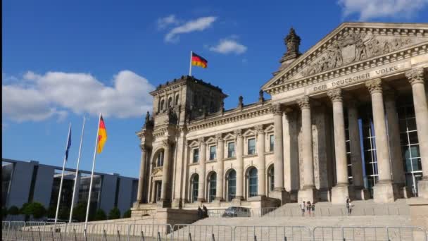 Vista Fachada Del Edificio Del Bundestag Reichstag — Vídeo de stock