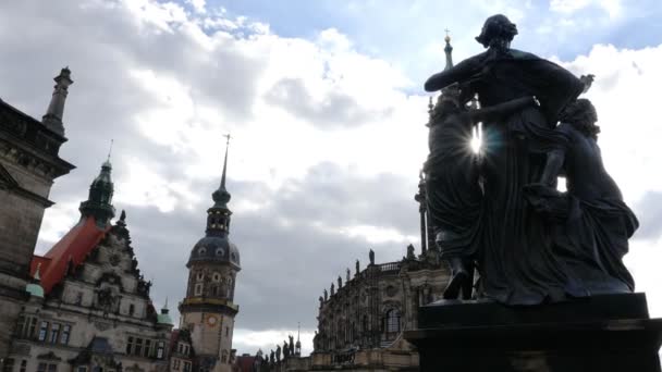 Niski Kąt Widzenia Drezno Katedry Hofkirche Niemcy — Wideo stockowe