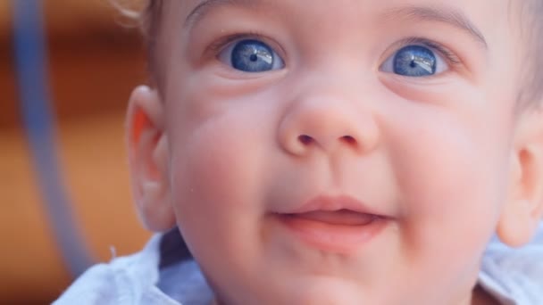 Retrato Primer Plano Cara Niño Meses Concepto Cuidado Los Niños — Vídeos de Stock