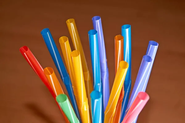 Stop Using Plastic Drinking Straws Straws Different Colors — Stock Photo, Image