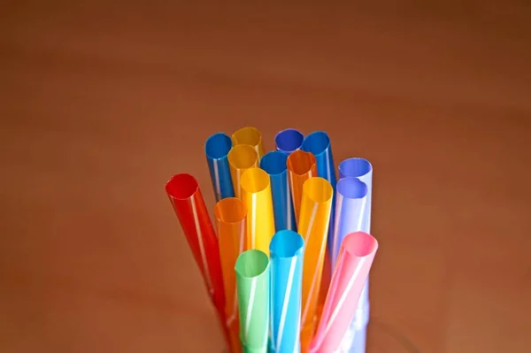 Stop Using Plastic Drinking Straws Straws Different Colors — Stock Photo, Image