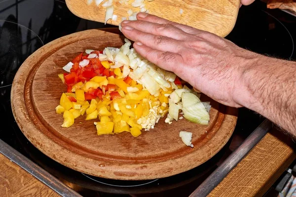 Varios Tipos Verduras Mezcladas Con Pimentón Tomates Cebolla Ajo —  Fotos de Stock