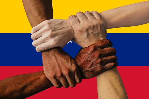 Bandera Venezuela Integración Grupo Multicultural Jóvenes — Foto de Stock