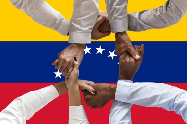 Bandera Venezuela Integración Grupo Multicultural Jóvenes — Foto de Stock