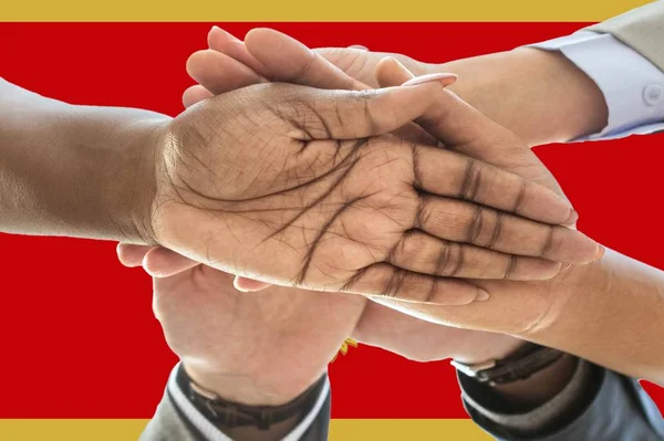 Montenegro Bandiera Integrazione Gruppo Multiculturale Giovani — Foto Stock