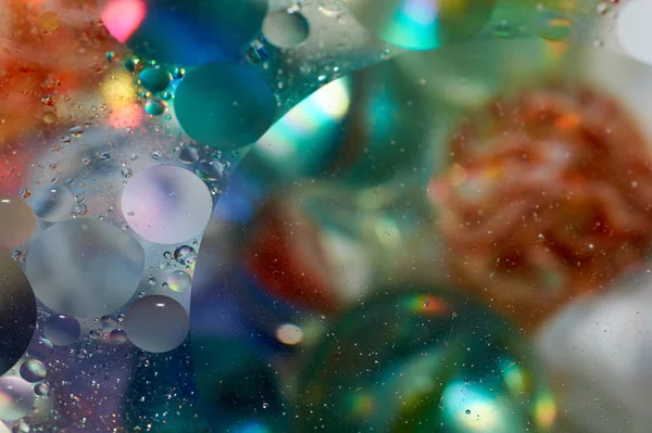 Floating Water Abstract Colorful Oil Drops — Stock Photo, Image