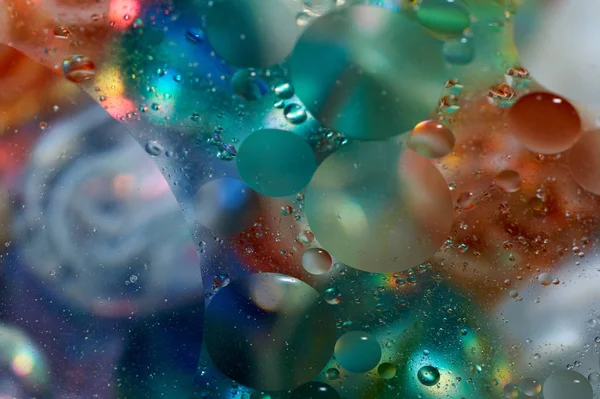 Floating Water Abstract Colorful Oil Drops — Stock Photo, Image