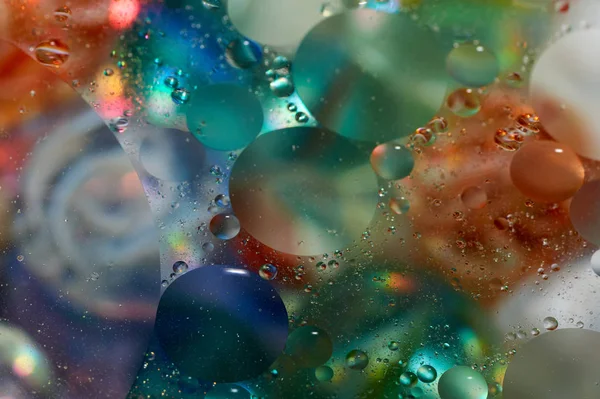 Floating Water Abstract Colorful Oil Drops — Stock Photo, Image