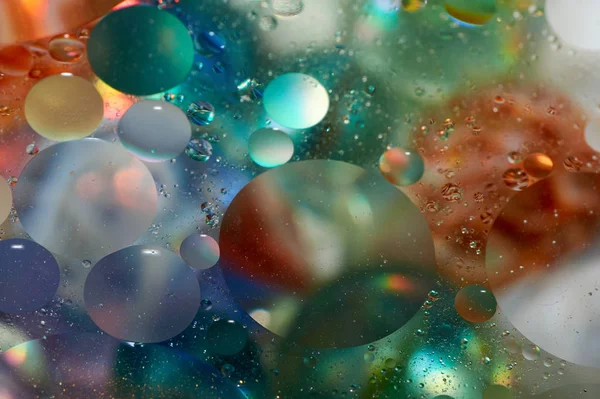 Floating Water Abstract Colorful Oil Drops — Stock Photo, Image