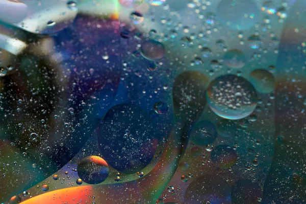 Flutuando Água Abstrato Gotas Óleo Colorido — Fotografia de Stock