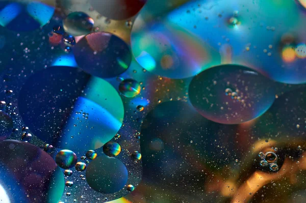 Flotando Agua Abstracto Colorido Aceite Gotas — Foto de Stock
