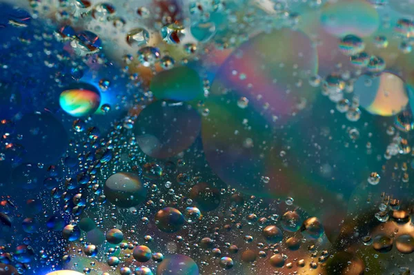 Flutuando Água Abstrato Gotas Óleo Colorido — Fotografia de Stock