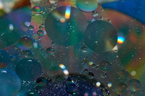 Floating Water Abstract Colorful Oil Drops — Stock Photo, Image