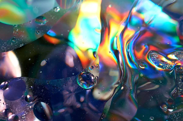 Floating Water Abstract Colorful Oil Drops — Stock Photo, Image