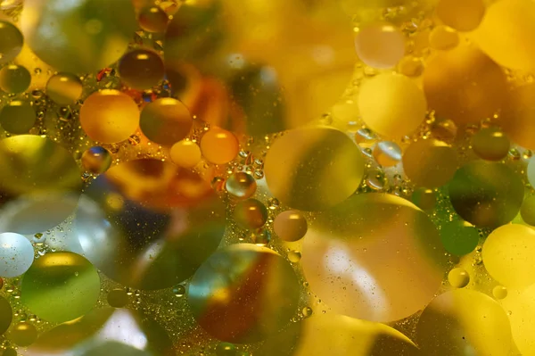 Pływające Wodzie Streszczenie Oleju Kolorowe Krople — Zdjęcie stockowe