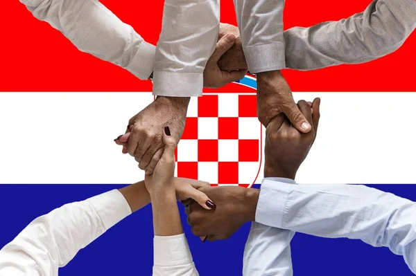 croatia flag, intergration of a multicultural group of young people