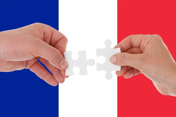 France drapeau, intégration d'un groupe multiculturel de jeunes — Photo