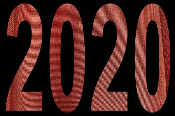 Gelukkig Nieuwjaar 2020. Rood nummer 2020 geschreven op een zwarte geïsoleerde achtergrond — Stockfoto