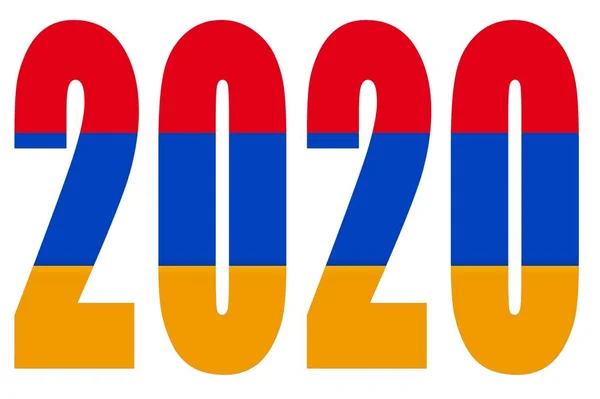 Bandeira da Armênia em 2020 letras com fundo isolado . — Fotografia de Stock