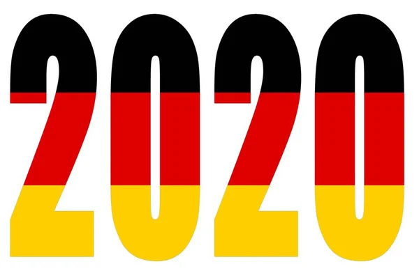 Vlag van Duitsland op 2020 letters met geïsoleerde achtergrond. — Stockfoto
