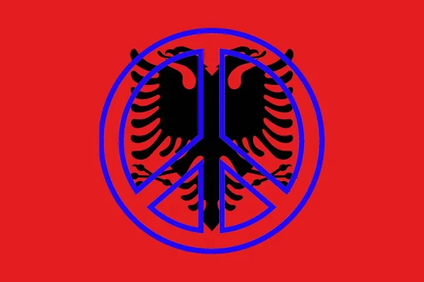 Great peace symbol on a Flag of Albania